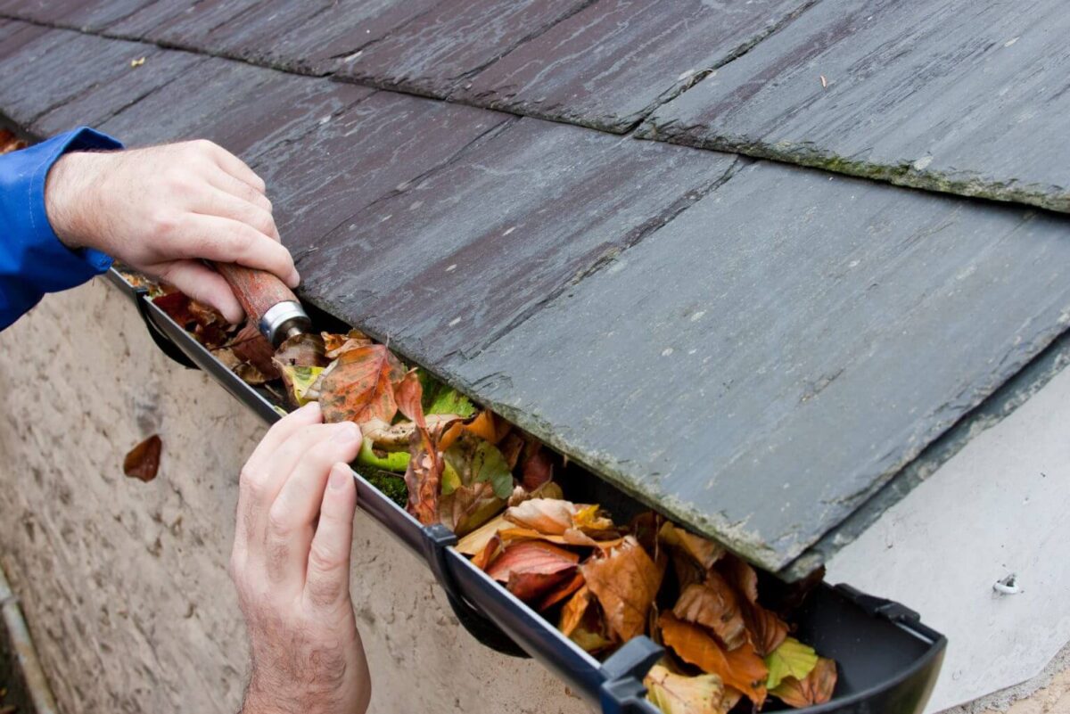 Clean gutters with proper water flow protecting home foundation