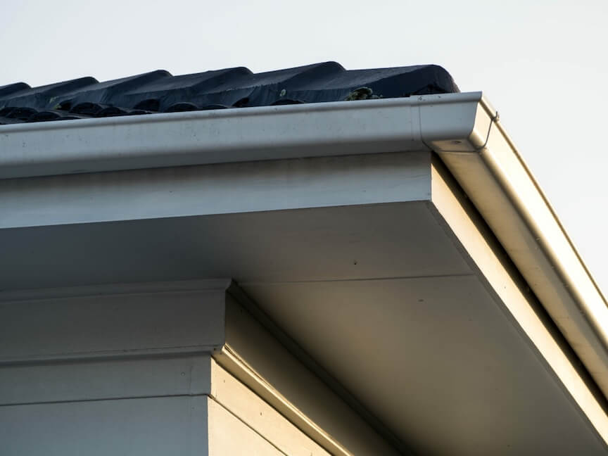 Fascia board material showing wood aluminum and composite