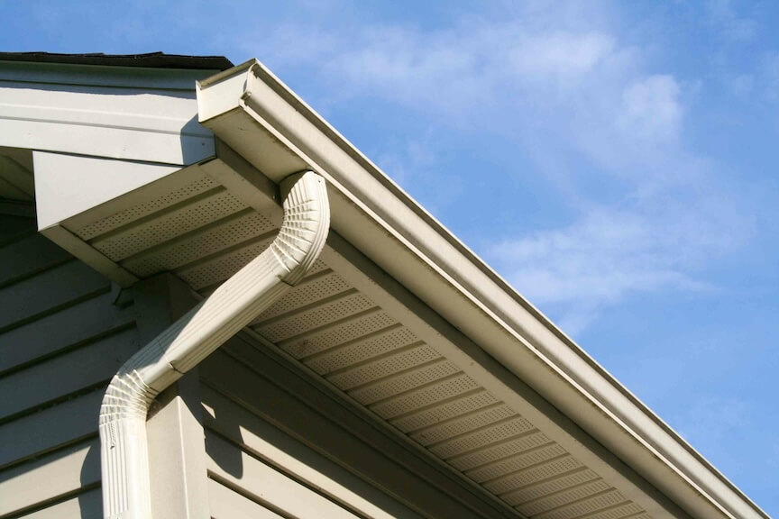 One type of rain gutter displayed showing style and material