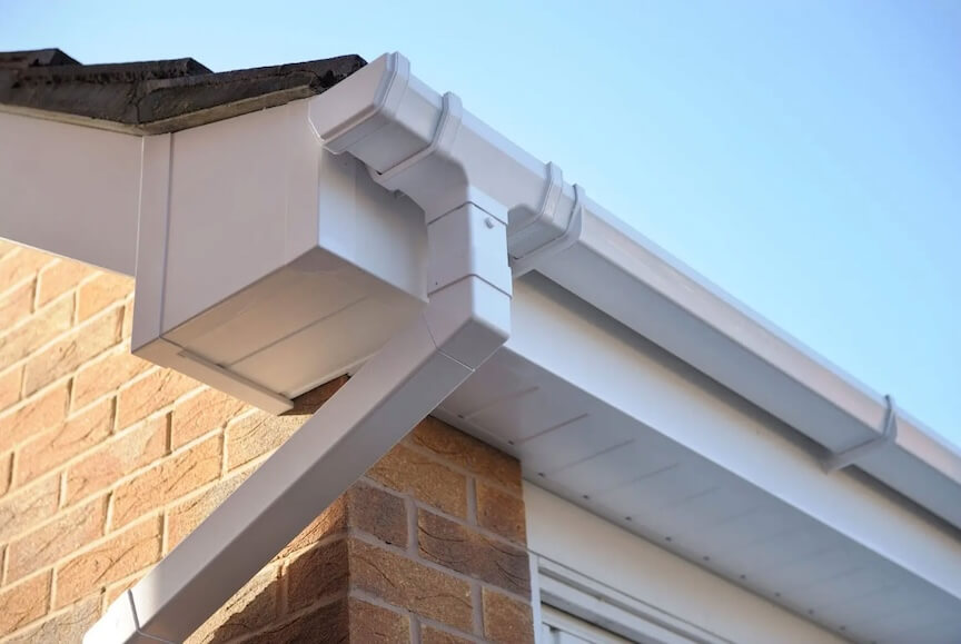 House gutters showing potential for water removal