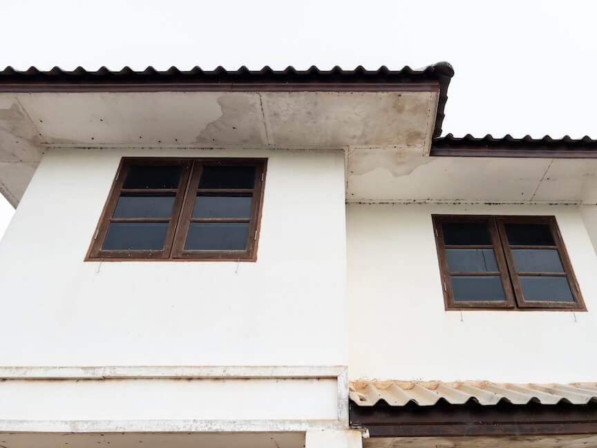 Fascia wrap installation showing protective covering over fascia boards