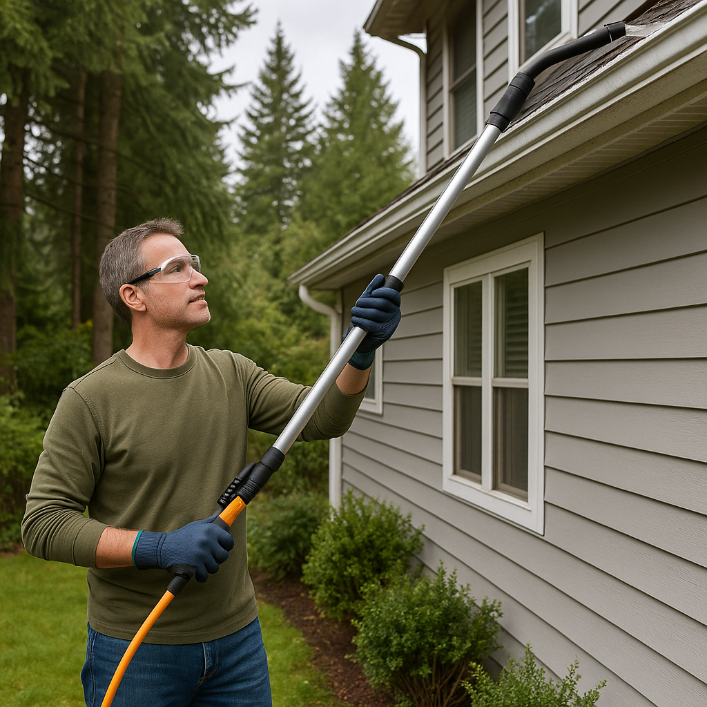 gutter cleaning Washington, ladder-free gutter cleaning, safe gutter cleaning, gutter tools, ground-level gutter cleaning, rain gutter maintenance, gutter cleaning tips, professional gutter cleaning Washington, how to clean gutters safely