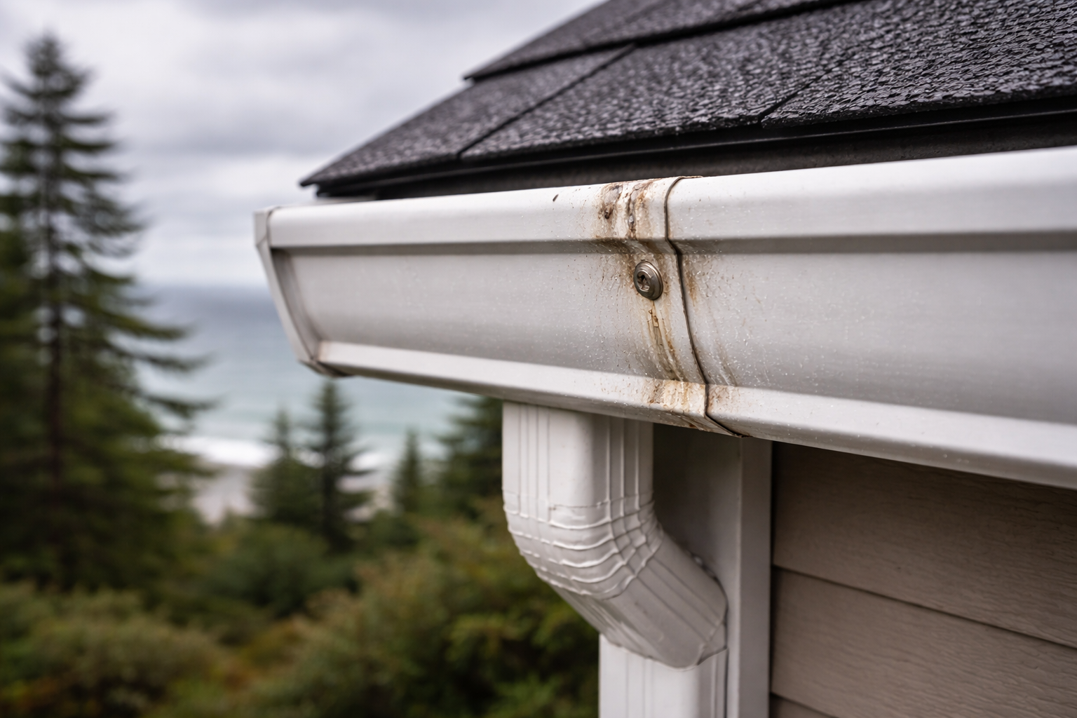 Washington gutters, coastal weather gutter damage, gutter corrosion Washington, salt air gutter wear, seamless gutters Washington, gutter replacement Washington coast, gutter repair near me, aluminum gutter installation, wind driven rain gutters, end cap gutter leaks, gutter seams corrosion, storm damage gutters Washington