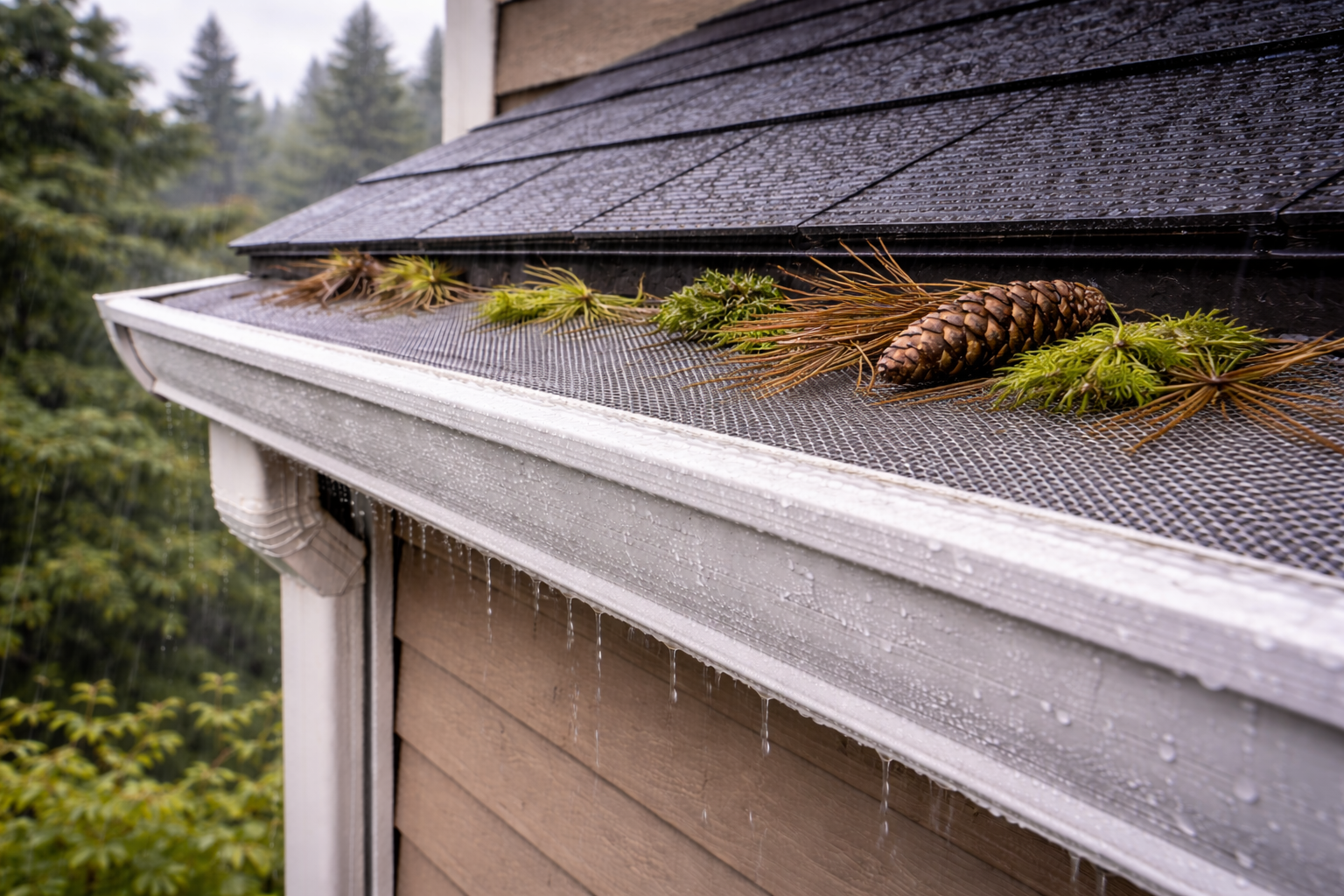 gutter guards Washington, gutter guard installation, spring gutter prep, heavy debris gutters, pine needle gutter clogs, moss in gutters, Washington rainstorms, gutter overflow prevention, micro-mesh gutter guards, gutter maintenance Washington