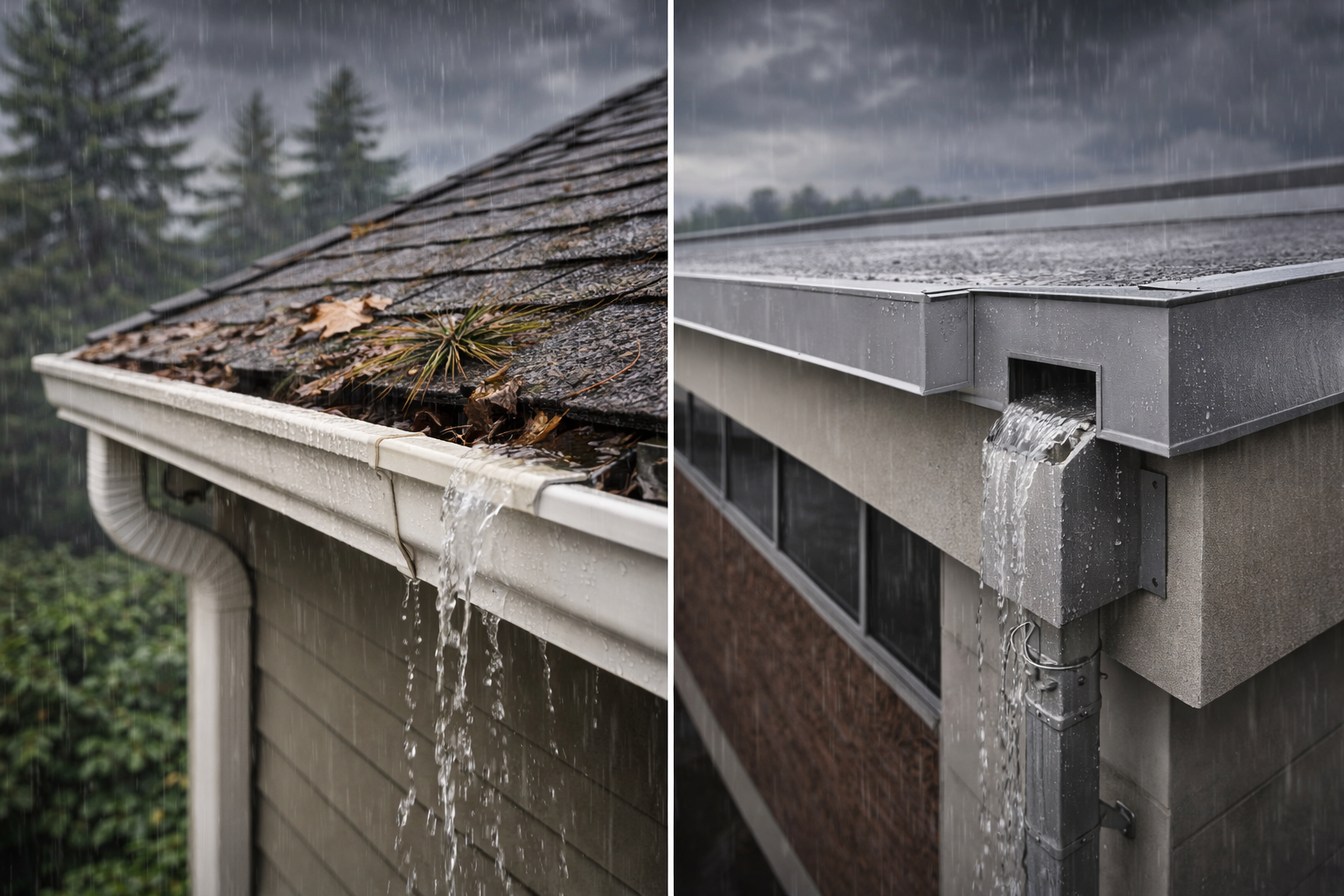 box gutters, commercial gutter installation, commercial gutter installation washington, gutter empire washington, gutter installation Washington, oversized downspouts, residential gutters, storm drainage design, Washington commercial roofing